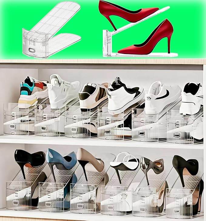 Shoe Slots Organizer for Closet 12PACK Shoe Stacker Adjustable Shoe Slots Organizer Shoe Space Savers Double Layer Stack Shoe