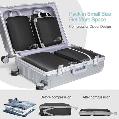 Cambond Compression Packing Cubes for Travel - Lightweight Expandable Travel Bags Luggage Organizers Travel Essentials Compression Cubes for Travel Space Saver for Carry on Suitcases Organizer