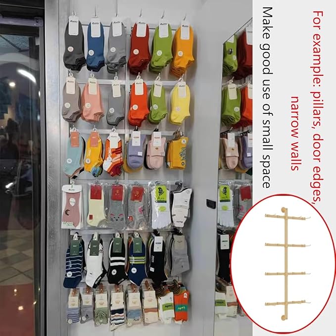 Wall-Mounted Socks Storage Organizer Keychain Display Stand,Metal Retail Jewelry Organizer Necklace Holder Earring Hanger,Toy
