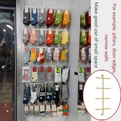 Wall-Mounted Socks Storage Organizer Keychain Display Stand,Metal Retail Jewelry Organizer Necklace Holder Earring Hanger,Toy
