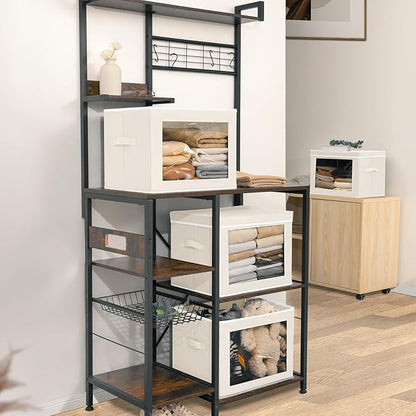 Homsorout Fabric Storage Bins with Lids, Decorative Storage Boxes, Closet Storage Bins with Window, Storage Baskets for Close