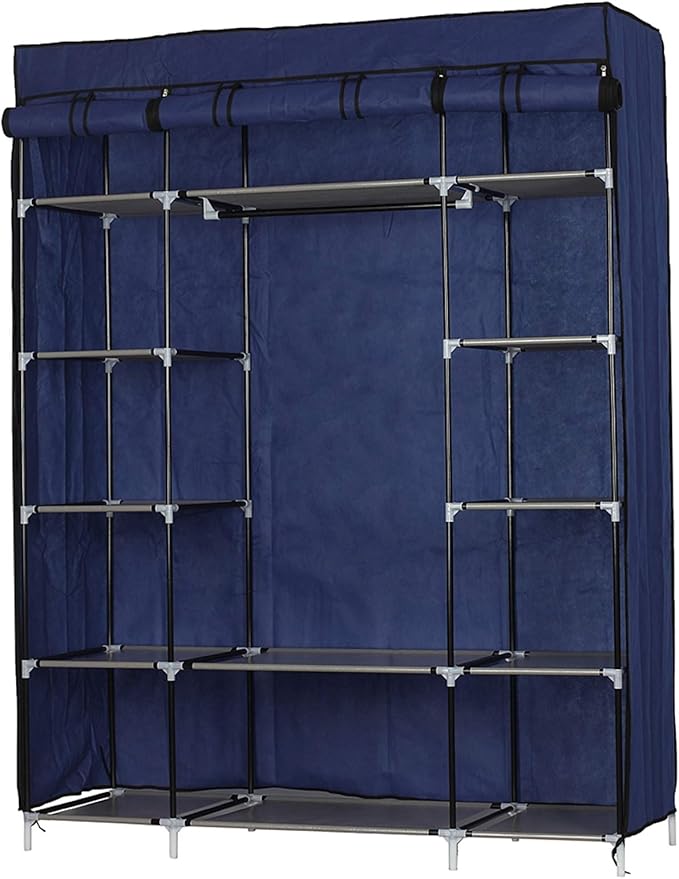 67" Freestanding Closet Organizer,Non-Woven Fabric Closet Wardrobe,Portable Covered Garment Rack,Steel Tube Wardrobe Clothes 