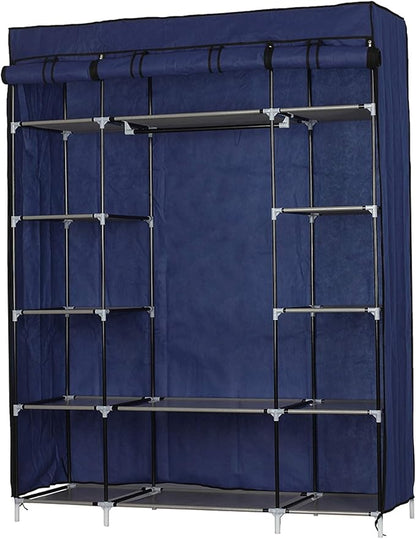 67" Freestanding Closet Organizer,Non-Woven Fabric Closet Wardrobe,Portable Covered Garment Rack,Steel Tube Wardrobe Clothes 