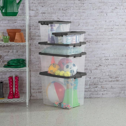Sterilite 24-Pack Modular Stacker Box, Durable Clear Plastic Storage Bins with Latching Lids, 40 Quart - Stackable Organizing