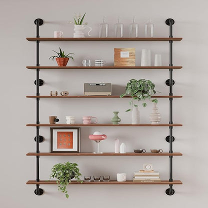 48 InchPipe Bookshelf Floating Shelves for Wall Shelves Bookshelf Industrial Pipe Shelving Shelves Real Wood Planks Rustic Ha