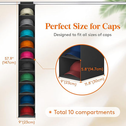Lifewit Hat Organizer for Baseball Caps, Hat Rack Hanging Storage, Non-Woven Fabric Display Shelf Holds Up to 40 Hats, Cap Ho