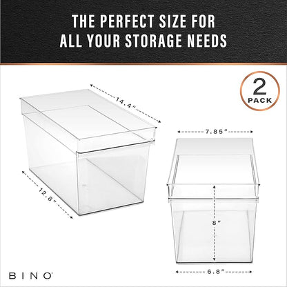 BINO | Plastic Storage Bins, Large - Deep | THE HANDLER COLLECTION | Multipurpose Organizer Bins | Kitchen Pantry Organizers 
