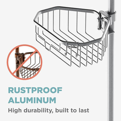 Zenna Home Tension Pole Shower Caddy Corner Organizer, Adjustable Standing Shower Caddy with 4 Shelves, Rustproof Bathroom Te