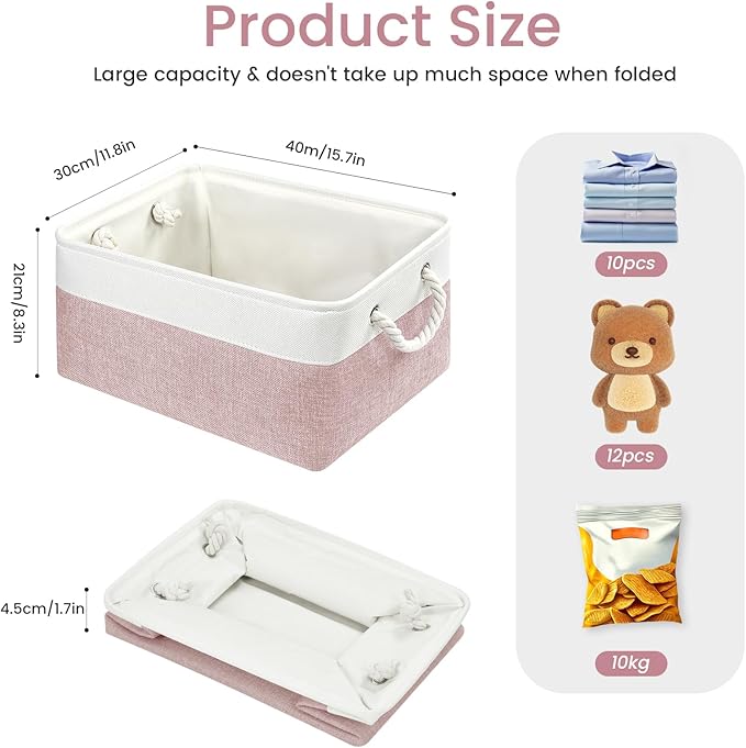 Large Storage Baskets- 15.7x11.8x8.26 inch Storage Bins for Shelves and Closet Organizing, Foldable Fabric Bin for Home Organ