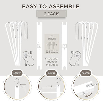 MORALVE Pants Hangers Space Saving - 2 Pack European Beechwood Scarf and Jean Hangers - Closet Organizer and Space Saver Pant