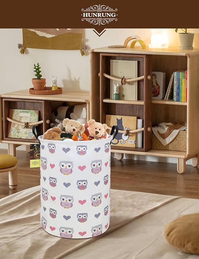 HUNRUNG Laundry Hamper,Large Canvas Fabric Lightweight Storage Basket Toy Organizer Dirty Clothes Collapsible Waterproof for 
