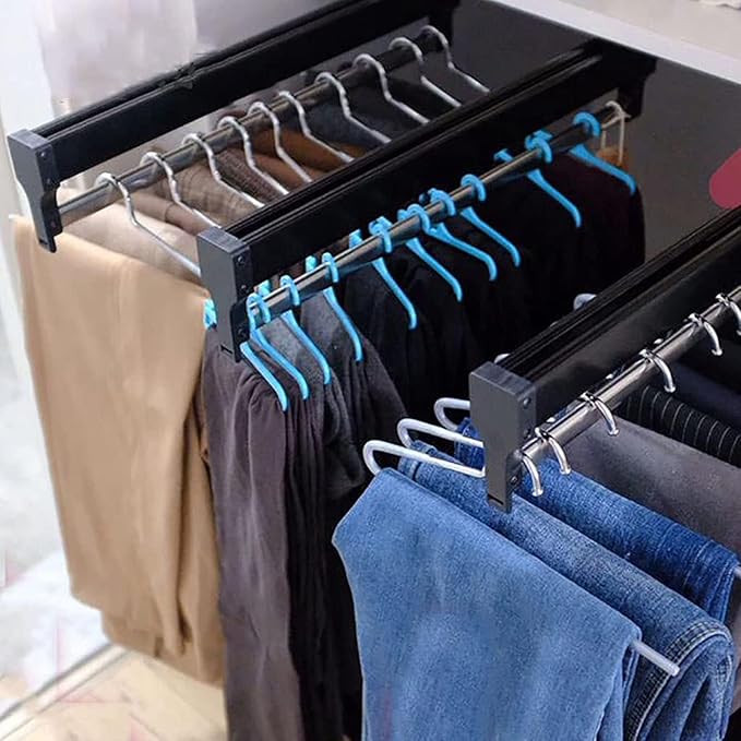 Extendable Clothes Rail - Sliding Wardrobe Closet Rod, 25-45Cm Pull-Out Clothes Rail, Extendable Wardrobe Rail In Steel, Top 