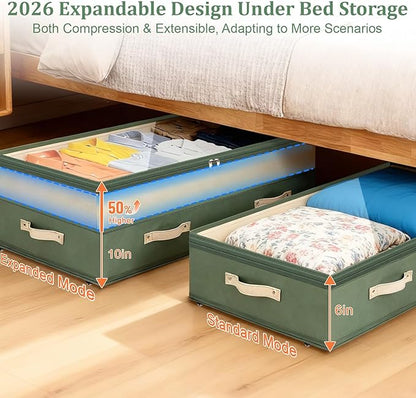 Dolicer 4 Pack Under Bed Storage with Wheels, 6in-10in Height Adjustable Underbed Storage Containers, 92L XXXL Under Bed Draw