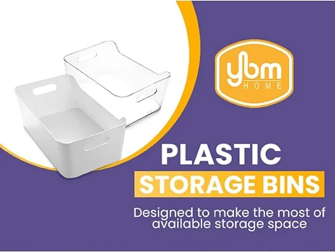 YBM HOME Storage Bins - Open Plastic Organizers and Storage Basket for Kitchen Pantry Organization, Under Sink Bathroom Stora
