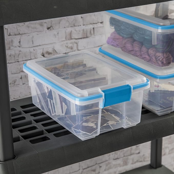 Sterilite 6-Pack Gasket Box, Weather-Resistant Storage Bins with Latching Lids, 12 Quart - Heavy-Duty Organizing Containers f