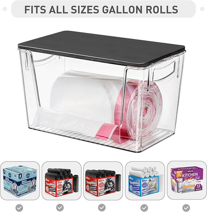 Pantry Organizers Storage, Under Sink Organizer Trash Bag Holder with Bamboo Lids Large Capacity Clear Storage Bins for Onion