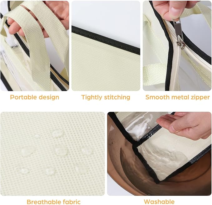 Interesse 12 Packs Dust Bags for Handbags, Clear Handbag Storage, Purse Storage Organizer for Closet, Purse Cover Hanging Clo