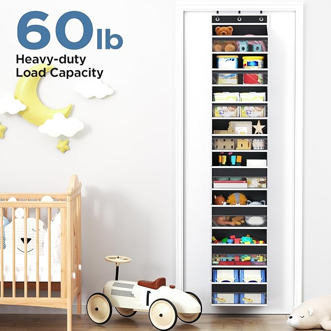 Mefirt Over The Door Organizer, 8 Shelf Door Hanging Organizers with 8 Large Capacity Pockets, Back of Door Organizer Storage