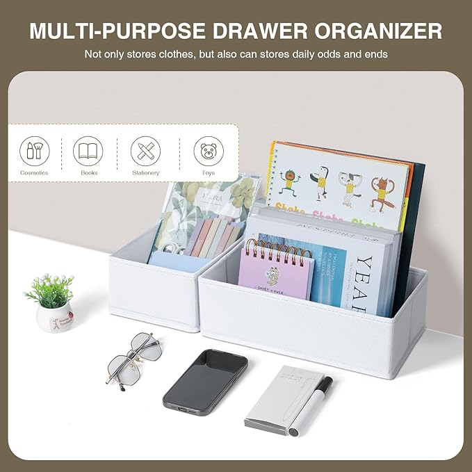 DIMJ Drawer Organizer Clothes, 12 Pack Fabric Closet Organizers and Storage, Foldable Baby Clothes Organizer & Dresser Bin Fo