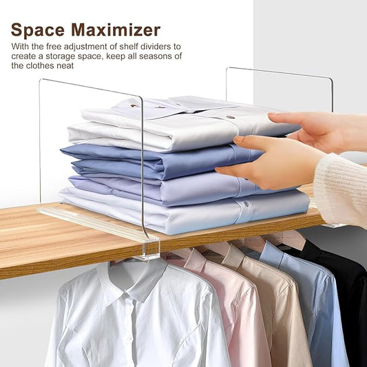 10 Pack Shelf Dividers, Adjustable Shelf Dividers for Closet Organization with Non-Slip Design, Clear Acrylic Shelf Dividers 
