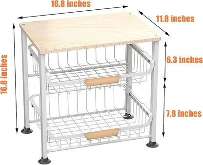 NiuYichee 3-Layer Kitchen Fruit Storage Basket Snack Rack, countertop Storage Rack, Stackable Storage Rack with Desktop, Pull