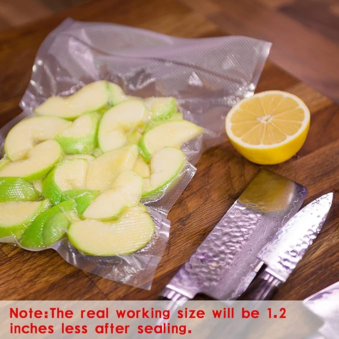 Vacuum Sealer Bags, 8" × 12" 100 PCS Heavy Duty Pre-Cut Design Commercial Grade Food Sealable Bag for Heat Seal Food Storage,