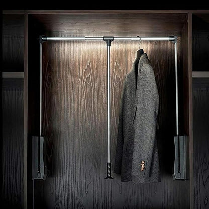 Pull-Down Hanger Extendable Pull Out Closet Rod - Pull-Down Wardrobe Clothes Rail, Extendable Wardrobe Rail Tube Rod, Hanging