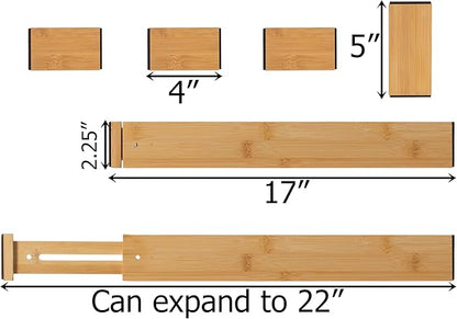 Basicwise Expandable & Adjustable Drawer Organizer with 4 Dividers & 4 Inserts Storage Solution for Home Office Dresser Desk 