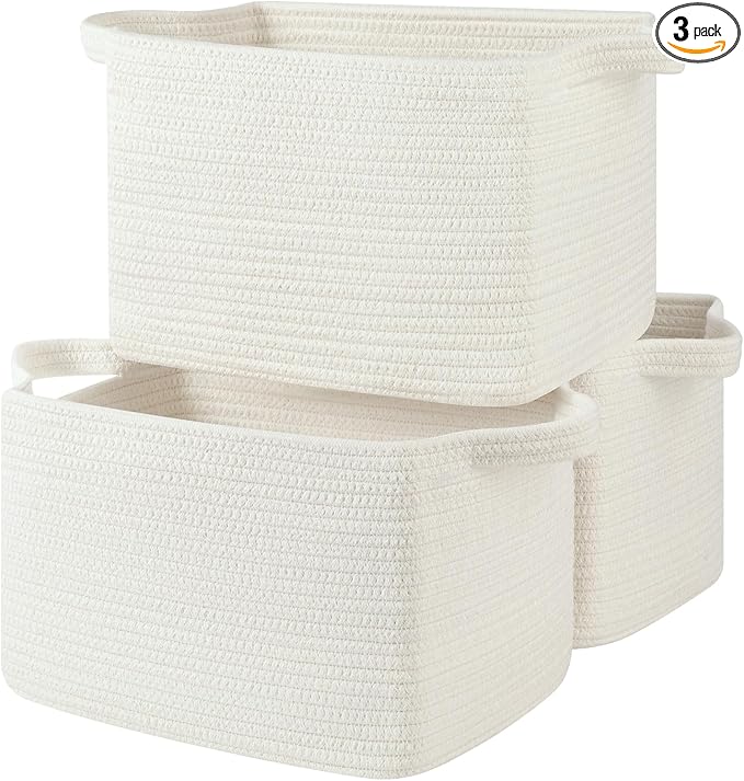OIASKET Storage Baskets for Organizing, Woven Baskets for Shelves, Rectangle Decorative Organizer for Storage Clothes, Toy, B