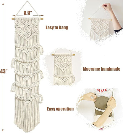 jontell Boho Baseball Cap Hanger-1 Pack-Macrame Hat Organizer for Ball Caps Holder Over Door, Hat Rack for Wall, Cap Rack for