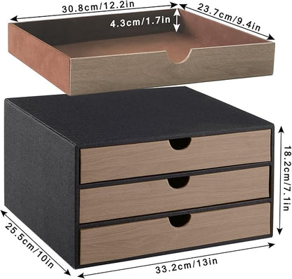 Desk Organizer with 3 Drawers,Leather Desk Organizer