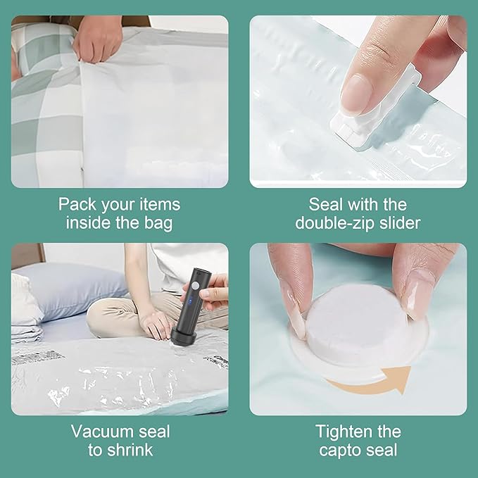 Travel Vacuum Storage Bags with Electric Pump, Multiple Combinations Travel Packing Bags for Luggage and Suitcase, Carry-on S