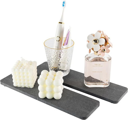 NiuYichee 2 Pcs Water Absorbing Stone Trays, Kitchen/Bathroom Sink Soap Dish, Diatomite Tray Used for Hand Soap & Cosmetic Bo