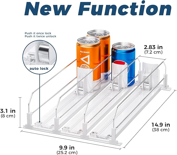 Puricon Drink Organizer for Fridge Pusher Glide Bundle 4-Tier Kids Bookshelf