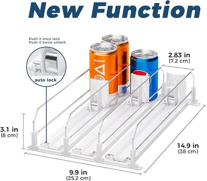 Puricon Drink Organizer for Fridge Pusher Glide Bundle 4-Tier Kids Bookshelf