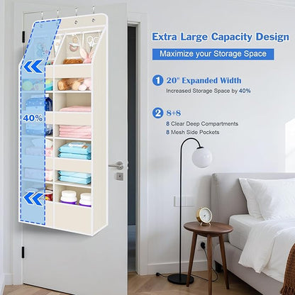 Univivi 5-Shelf Fabric Baby Door Storage Over Door Hanging Organizer with 8 Deep Pockets and 4 Small PVC Pockets Wall Mount H