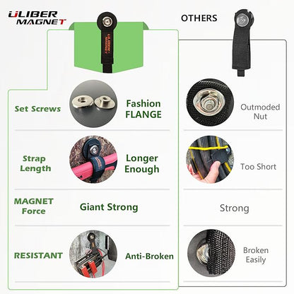 ULIBERMAGNET Strong Magnetic Storage Straps,Heavy Duty Magnetic Garage Storage Tool Organizer,Extension Cord, Cable, Rope,Too