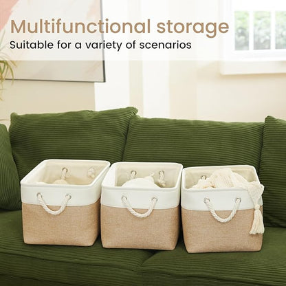 Large Storage Baskets- 15x11x10 inch Storage Bins for Shelves and Closet Organizing, Foldable Fabric Bin for Home Organizatio