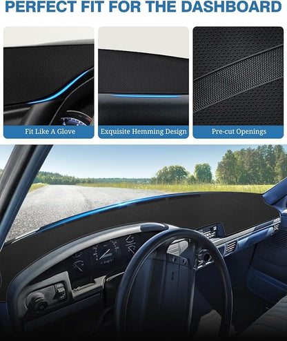 FIILINES Dash Cover Fit for Ford F150 F250 F350 1992 1993 1994 1995 1996 Dashboard Cover for F150 F250 F350 Accessories Mesh 