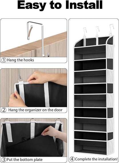 TAHAVICE 1 Pack Over The Door Storage Organizer with 5 Pockets 10 Mesh Side Pockets, 44 lbs Weight Capacity Door Hanging Orga