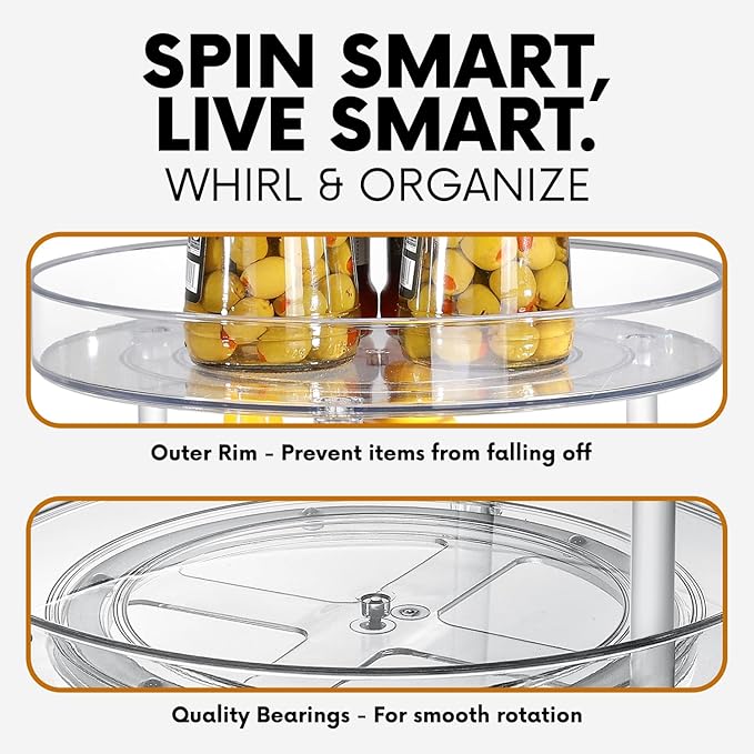 Clear Lazy Susan Organizer, Rotating Kitchen Pantry Organization and Storage, Medicine Cabinet Organizer, Lazy Susan Turntabl
