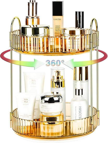 360 Rotating Makeup Organizer - Large Capacity Spinning Perfume & Cosmetic Skincare Holder for Vanity & Countertop (Vibrant O