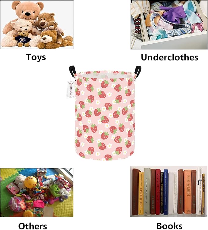 QUEENLALA Large Storage Basket,Laundry Hamper/Bathroom/Home Decor/Collapsible Round Storage Bin,Boys and Girls Hamper/Boxes/C