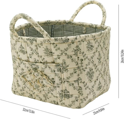 Boho Fabric Storage Basket, Large Capacity Laundry Basket, 12.2'' x 10.23'' x 10.23'' Collapsible Laundry Hamper with Easy Ca
