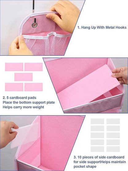 Over the Door Organizers Storage - 5 Shelf Hanging Storage shelves Door Organizer with Pockets, Anti Tilt 44 lb Load Behind D