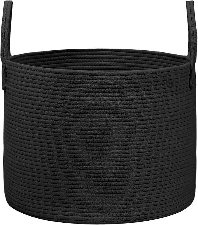 JMvicyroam 115L Extra Large Blanket Basket for Living Room - Woven Cotton Rope Laundry Hamper with Reinforced Handles - Stora