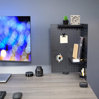 VIVO Steel Clamp-on Pegboard, 24 x 20 inch Magnetic Peg Board, Office Accessory Organizer, above or below Desk Placement, Bla