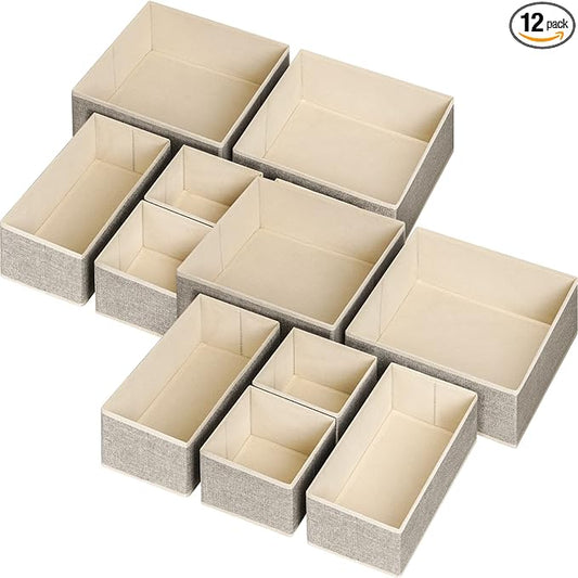 12 Pack Drawer Organizers for Clothing, Foldable Clothes Storage Box Closet Dresser Drawer Organizers Dividers, Bedroom Organ