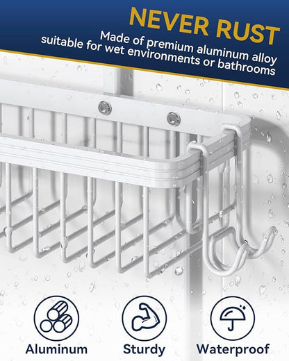 YASONIC Shower Caddy Hanging, Never Rust Shower Organizer Hanging, Aluminum Shower Racks for Inside Shower with Hooks for Raz