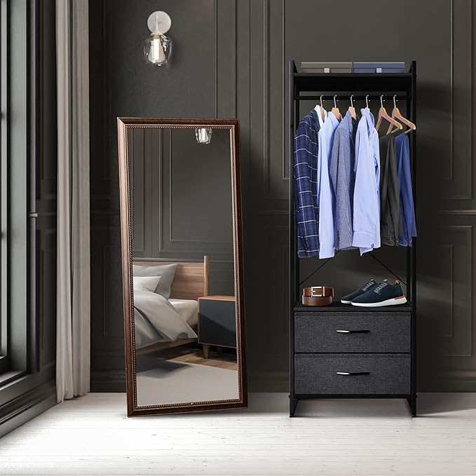 Sorbus Clothing Rack with Drawers - Clothes Stand Dresser - Wood Top, Steel Frame, & Fabric Drawers - Tall Closet Storage Org